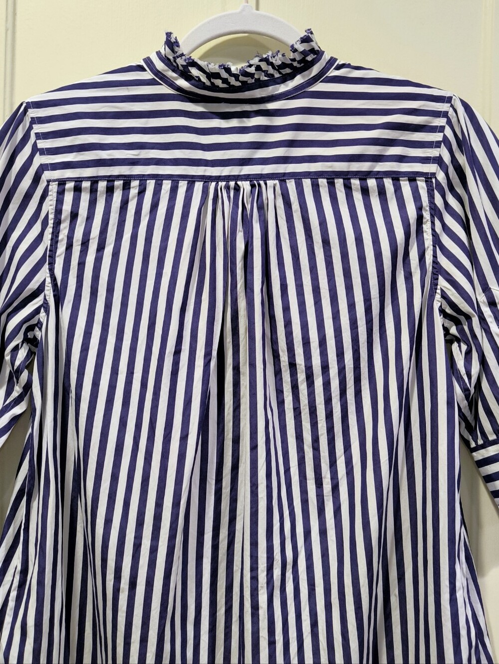 Ann Mashburn Elbow Sleeved Frill Dress in Navy Bengal Stripe - Picture 10 of 15